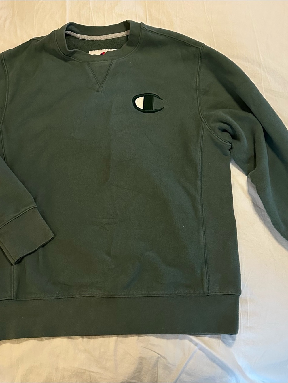Champion Green Crewneck Sweatshirt with Chest Logo